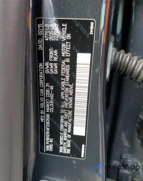 2015 Volvo S60 Premier z USA, uszkodzony, nr VIN YV1612TK4F2363599